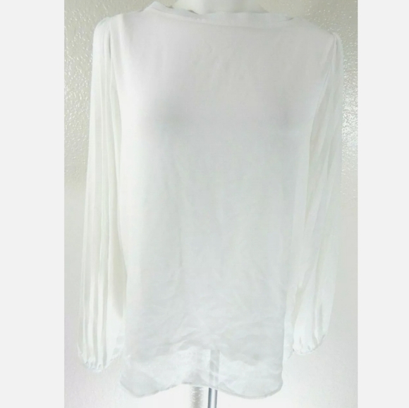 Zara White Chiffon Pleated Sleeve Blouse - Picture 2 of 4